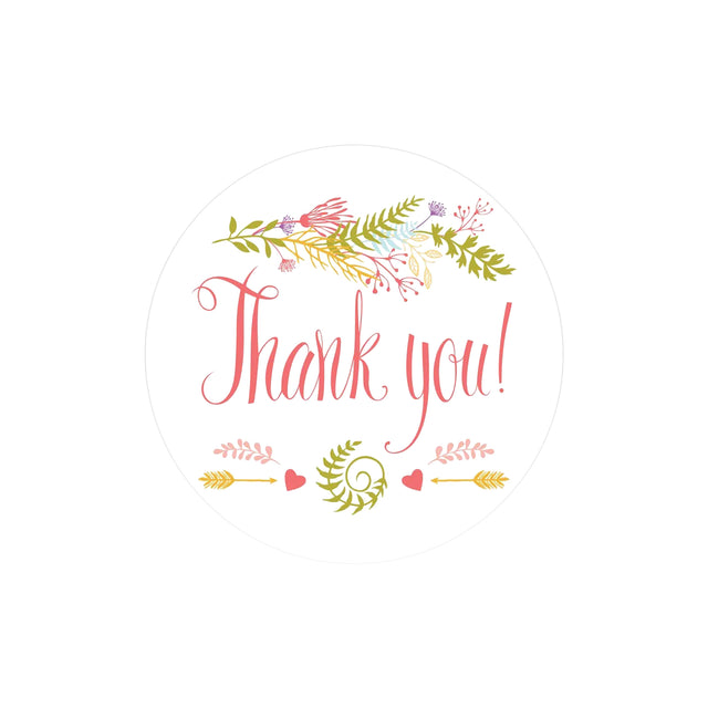 Etichetă autoadezivă/sticker Rotund Model Thank You Colorful Botanical
