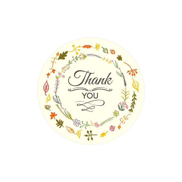 Etichetă autoadezivă/sticker Rotund Model Thank You Colorful Leaves