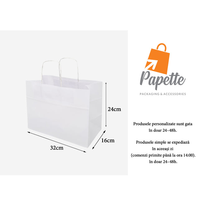 WHITE kraft paper bag with twisted paper handles 32 x 24(H) x 16cm