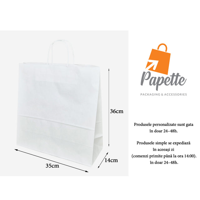 WHITE kraft paper bag with twisted paper handles 40 x 36(H) x 12cm