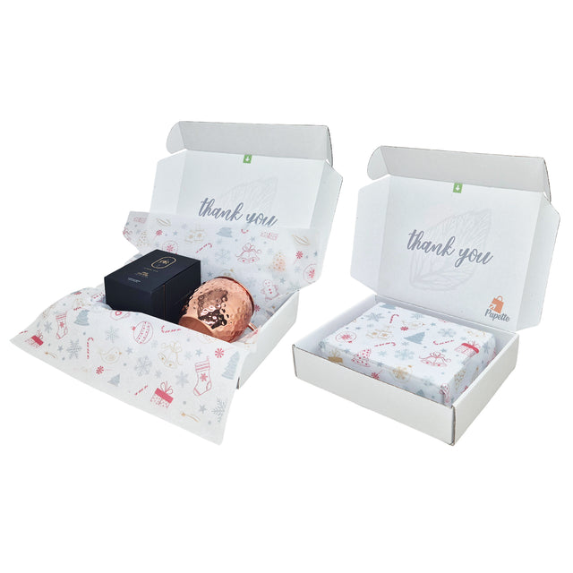 Cutie transport + hartie de matase model Crăciun Candy Chaos 17gsm – dimensiune 50x75cm