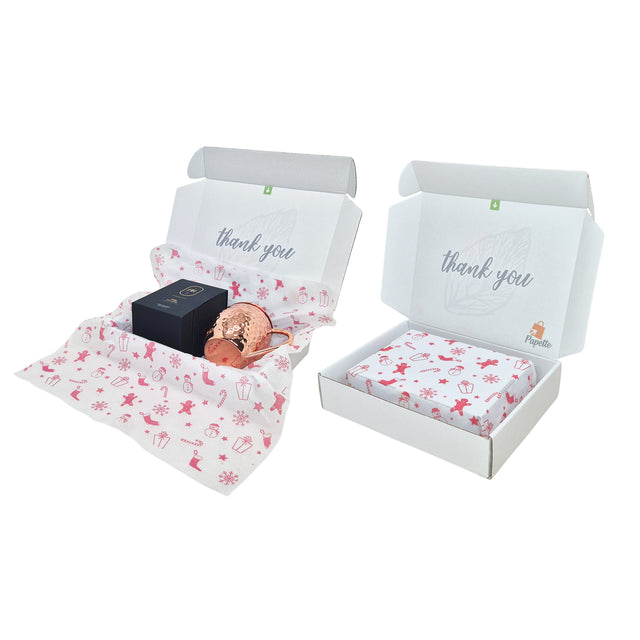 Cutie transport + hartie de matase model Crăciun Gingerbread Parade 28gsm – dimensiune 50x75cm