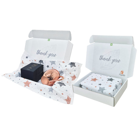 Cutie transport + hartie de matase model Crăciun Star Doodle Night 17gsm – dimensiune 50x75cm