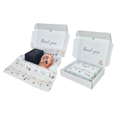 Cutie transport + hartie de matase model Crăciun Tinsel Tales 17gsm – dimensiune 50x75cm