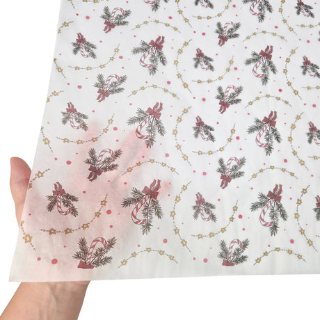 Hârtie de mătase model Crăciun Candy Cane Swirl, textură și transparență, 17gsm – dimensiune 50x75cm