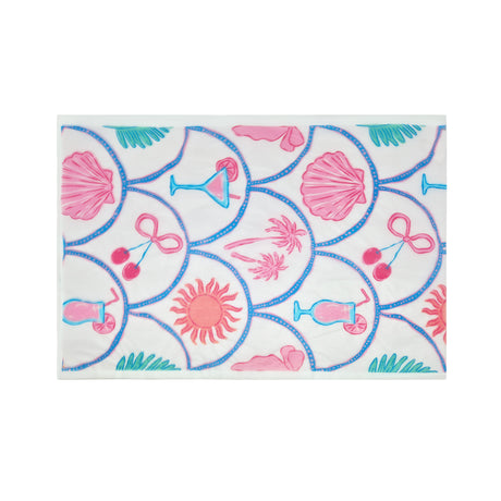 Hârtie de mătase model Marea Tropical Pink Summer, foaie deschisă, 17g/m² – dimensiune 50x75cm