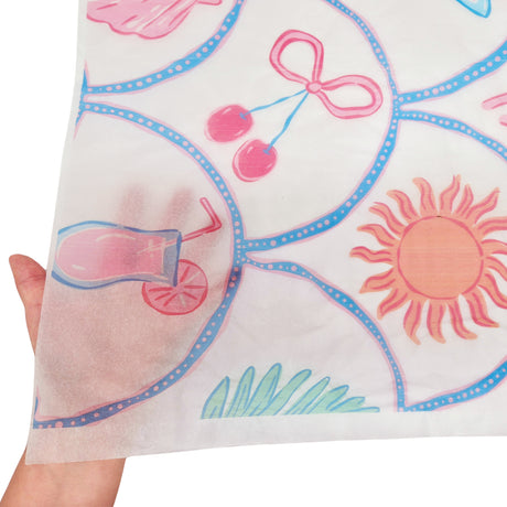 Hârtie de mătase model Marea Tropical Pink Summer, textură și transparență, 17g/m² – dimensiune 50x75cm