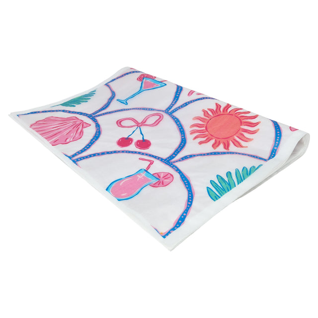Hârtie de mătase model Marea Tropical Pink Summer, top de coli pliate 17g/m² – dimensiune 50x75cm