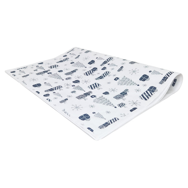 Hârtie de mătase model Crăciun Blue Snow Glow, top de coli pliate 28 g/m² – dimensiune 50x75cm