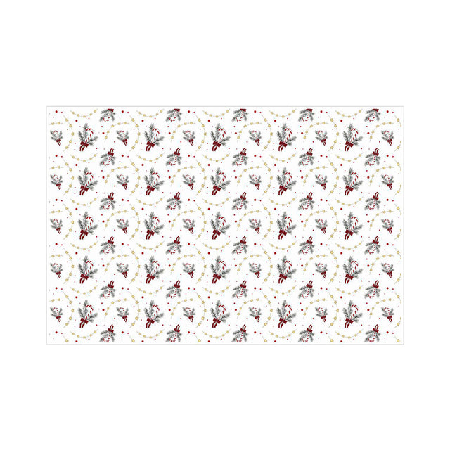 Hârtie de mătase model Crăciun Candy Cane Swirl, coală deschisă, 17 g/m² – dimensiune 50x75cm