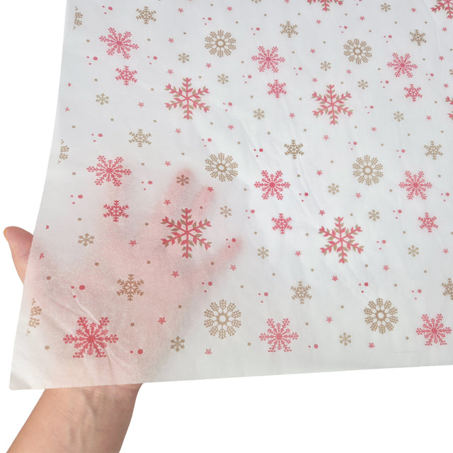 Hârtie de mătase model Crăciun Crimson Crystals, textură și transparență, 17gsm – dimensiune 50x75cm