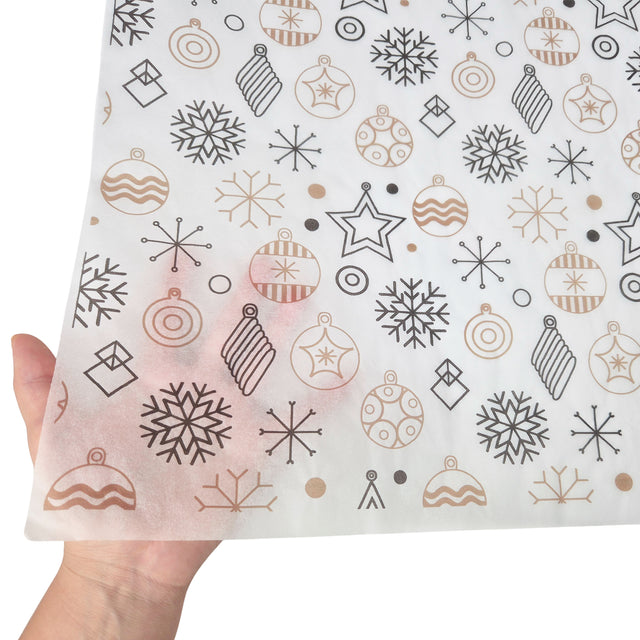 Hârtie de mătase model Crăciun Golden Glow, textură și transparență, 17gsm – dimensiune 50x75cm