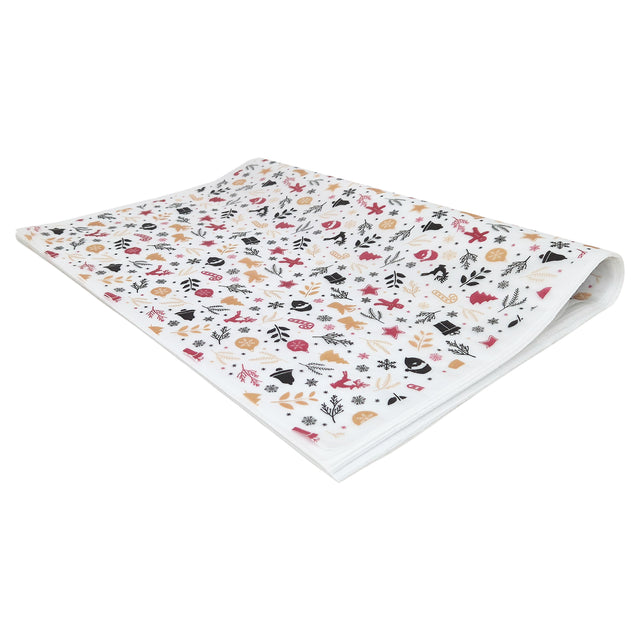 Hârtie de mătase model Crăciun Holiday Remix, top de coli pliate 17 g/m² – dimensiune 50x75cm