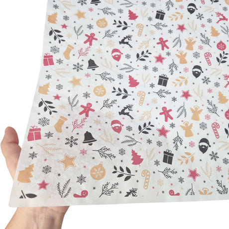 Hârtie de mătase model Crăciun Holiday Remix, textură și transparență, 28gsm – dimensiune 50x75cm