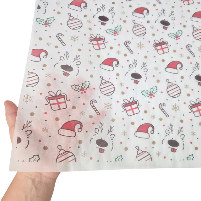 Hârtie de mătase model Crăciun Jolly Reindeer, textură și transparență, 17gsm – dimensiune 50x75cm