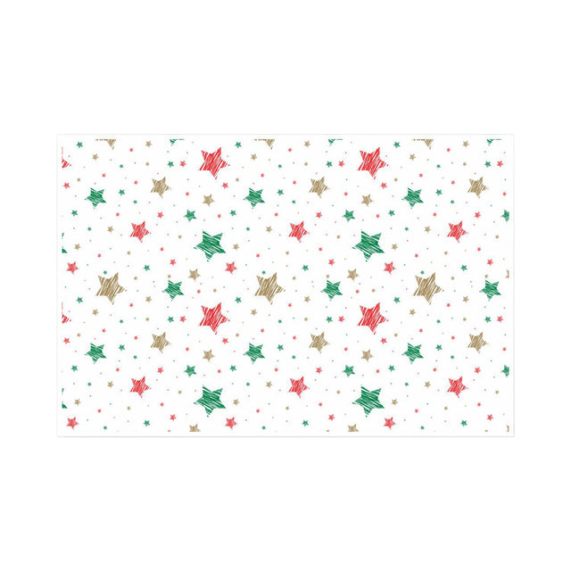 Hârtie de mătase model Crăciun Merry Mix Stars, coală deschisă, 28 g/m² – dimensiune 50x75cm