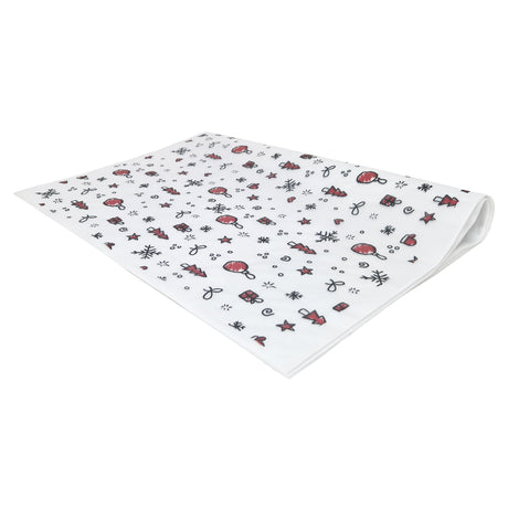 Hârtie de mătase model Crăciun Ornament Fiesta, top de coli pliate 17 g/m² – dimensiune 50x75cm