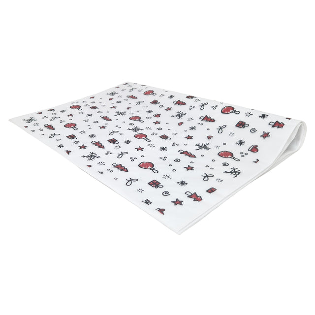 Hârtie de mătase model Crăciun Ornament Fiesta, top de coli pliate 17 g/m² – dimensiune 50x75cm