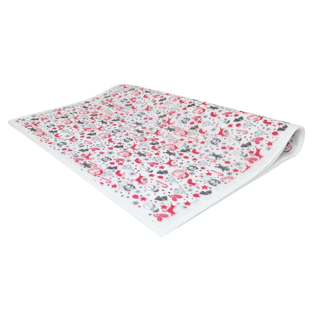 Hârtie de mătase model Crăciun Santa Party, top de coli pliate 17 g/m² – dimensiune 50x75cm