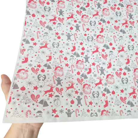 Hârtie de mătase model Crăciun Santa Party, textură și transparență, 28gsm – dimensiune 50x75cm