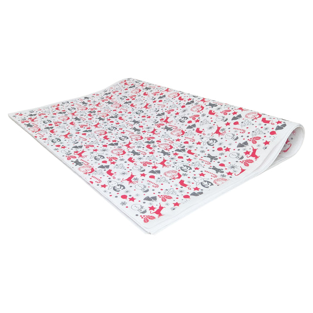 Hârtie de mătase model Crăciun Santa Party, top de coli pliate 28 g/m² – dimensiune 50x75cm