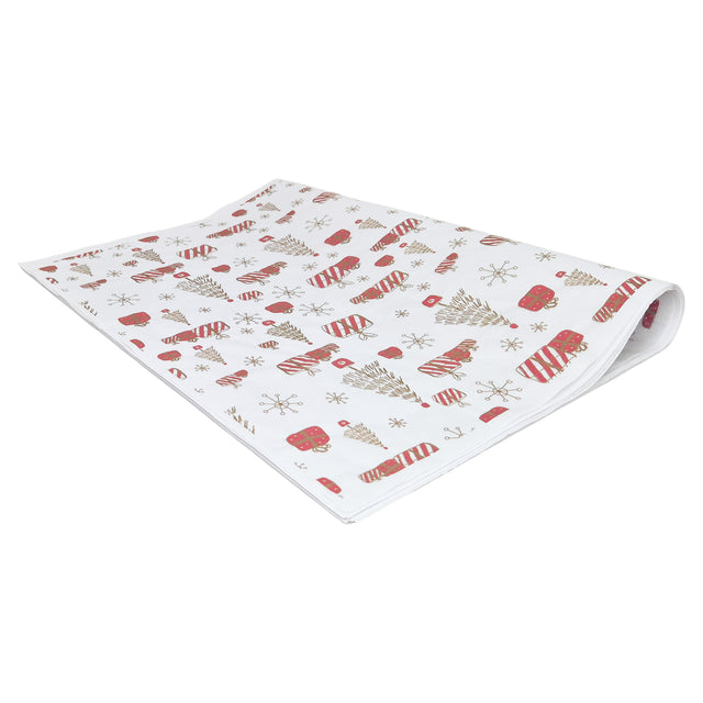 Hârtie de mătase model Crăciun Santa’s Gift Lab, top de coli pliate 28 g/m² – dimensiune 50x75cm