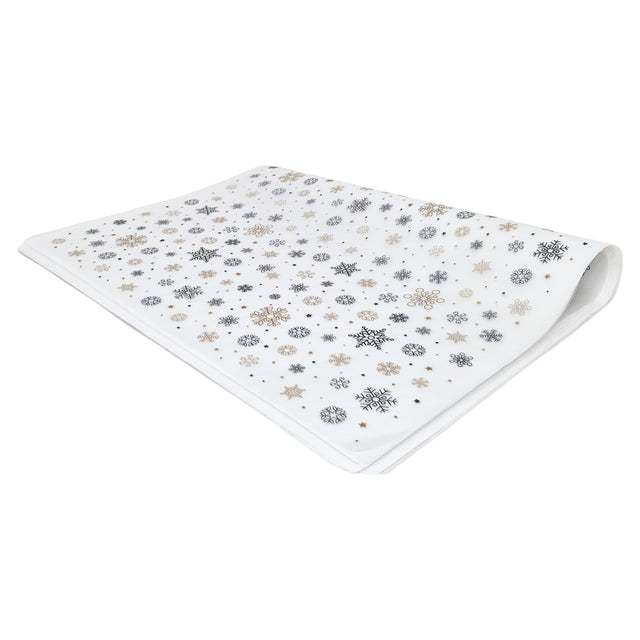 Hârtie de mătase model Crăciun Snowflakes & Sparkles, top de coli pliate 17 g/m² – dimensiune 50x75cm