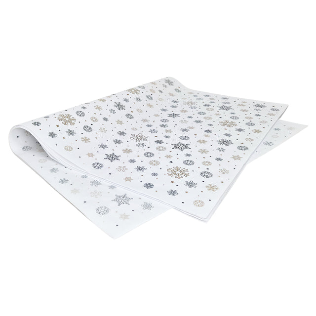 Hârtie de mătase model Crăciun Snowflakes & Sparkles, top de coli 28 g/m² – dimensiune 50x75cm
