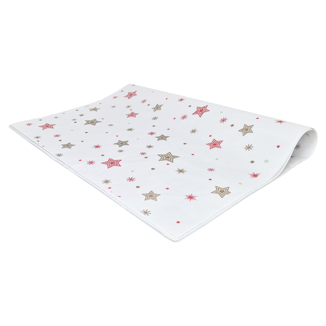 Hârtie de mătase model Crăciun Star Parade, top de coli pliate 28 g/m² – dimensiune 50x75cm