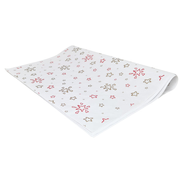 Hârtie de mătase model Crăciun Star Sprinkle, top de coli pliate 28 g/m² – dimensiune 50x75cm