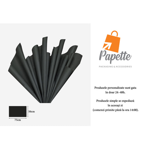 Hârtie de mătase neagra, aranjament evantai, 28g/m² – dimensiune 50x75cm