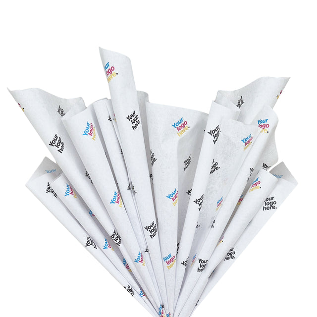 Hârtie de mătase personalizată albă, aranjament tip evantai, 38g/m² – dimensiune 50x75cm