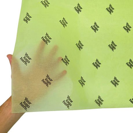 Hârtie de mătase personalizată verde-lime, textură și transparență, 17g/m² – dimensiune 50x75cm