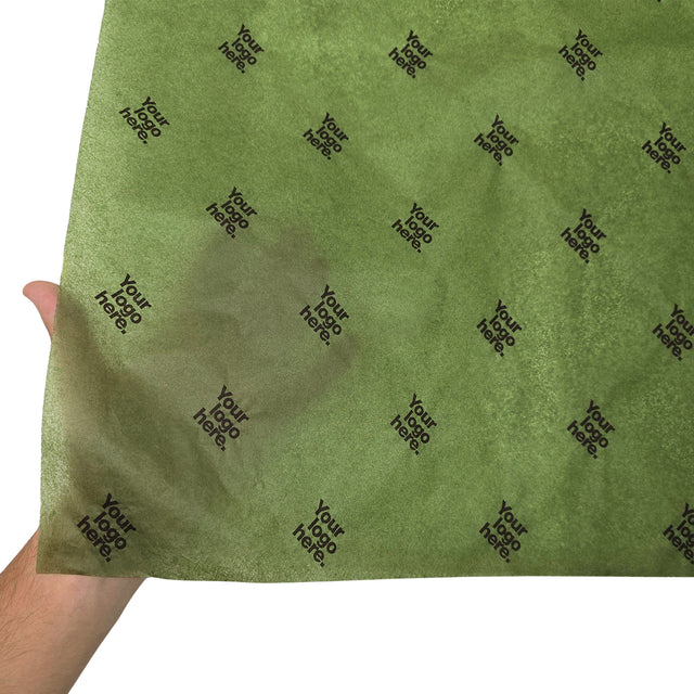Hârtie de mătase personalizată verde-măsliniu, textură și transparență, 17g/m² – dimensiune 50x75cm