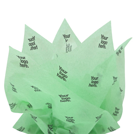 Hârtie de mătase personalizata verde menta, aranjament evantai, 17g/m² – dimensiune 50x75cm