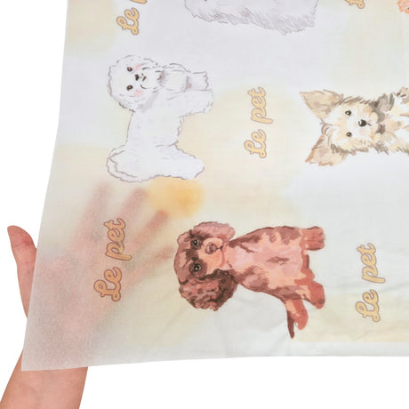 Hârtie de mătase model Puppy Parade, textură și transparență, 17g/m² – dimensiune 50x75cm