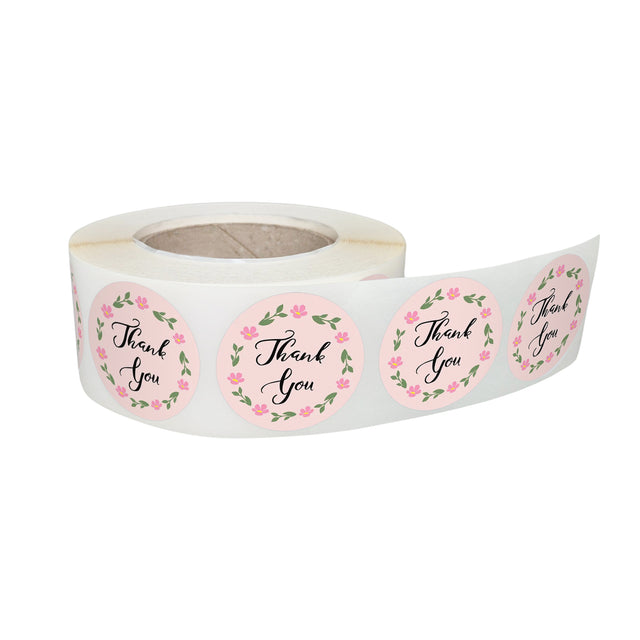 Etichetă autoadezivă/sticker Rotund Model Thank You Blush Flower Circle