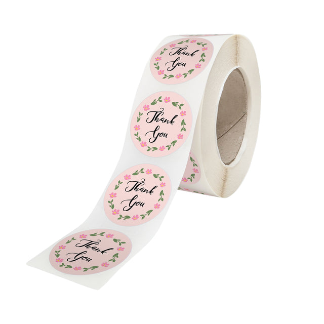 Etichetă autoadezivă/sticker Rotund Model Thank You Blush Flower Circle