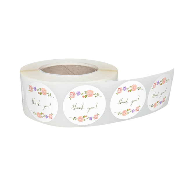 Etichetă autoadezivă/sticker Rotund Model Thank You Pastel Rose Garden