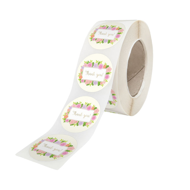 Etichetă autoadezivă/sticker Rotund Model Thank You Spring Flower Frame