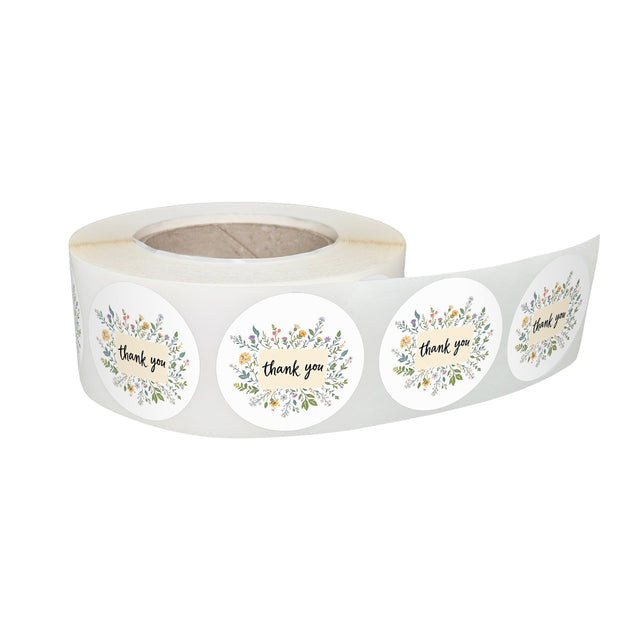 Etichetă autoadezivă/sticker Rotund Model Thank You Wildflower Wreath