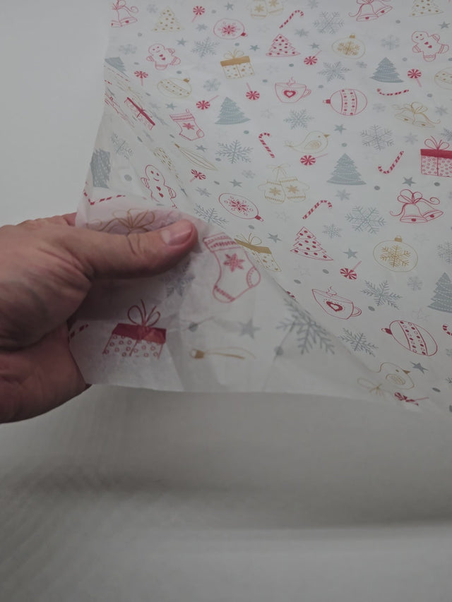 Impachetare Hârtie de mătase model Crăciun Candy Chaos, 17 g/m² – dimensiune 50x75cm