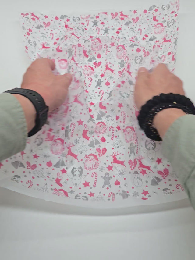 Impachetare Hârtie de mătase model Crăciun Santa Party, 17 g/m² – dimensiune 50x75cm