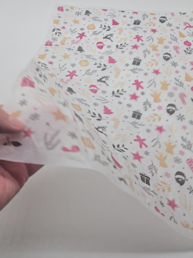 Împachetare Hârtie de mătase model Crăciun Holiday Remix, 17 g/m² – dimensiune 50x75cm