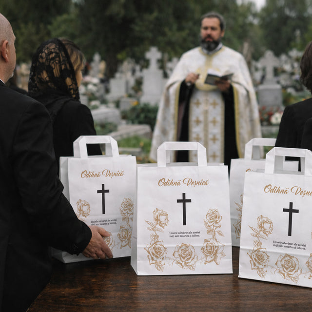 WHITE kraft paper bag for funerals, commemorations, burials - Model 2 32 x 27(H) x 22cm
