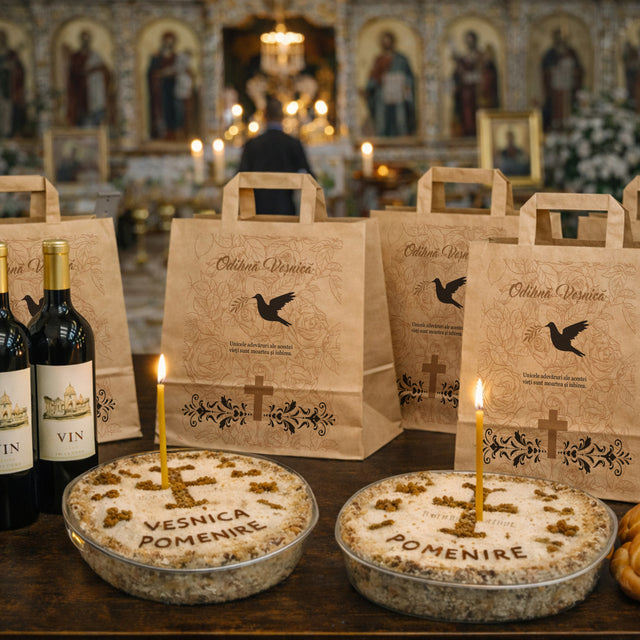NATURAL kraft paper bag for funerals, commemorations, burials - Model 6 26 x 26(H) x 17cm