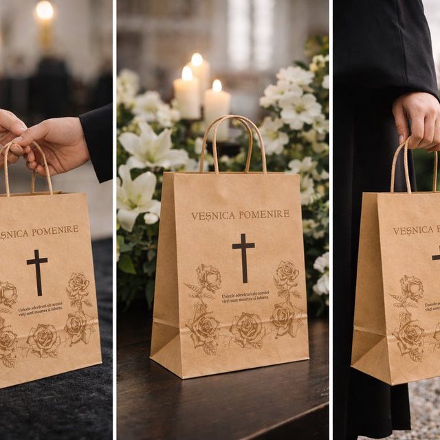 WHITE kraft paper bag for funerals, commemorations, burials VP Model 1 24 x 31(H) x 10cm