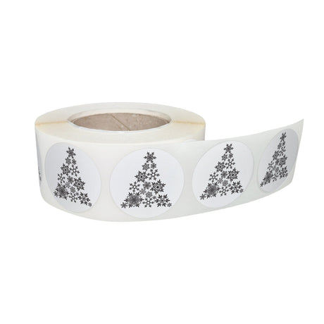 Rola stickere decorative Craciun Festive Trees – etichete rotunde pentru pachete și cadouri