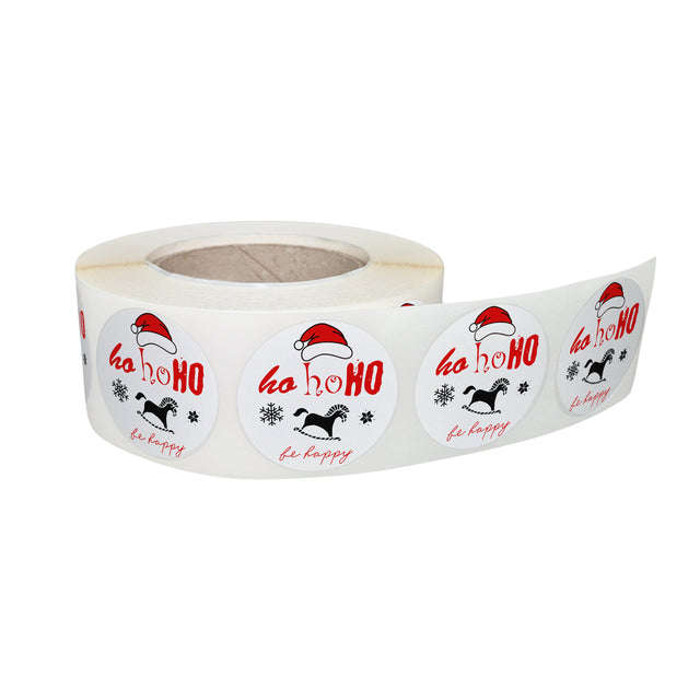 Rola stickere decorative Craciun Ho Ho Fun – etichete rotunde pentru pachete și cadouri