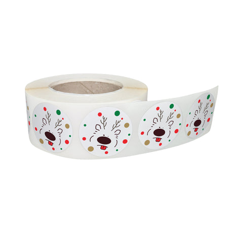 Rola stickere decorative Craciun Jolly Reindeer – etichete rotunde pentru pachete și cadouri